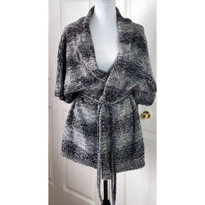 Ellen Tracy Womens Sleeveless Cardigan Tunic Sweater Size XL Gray Woven